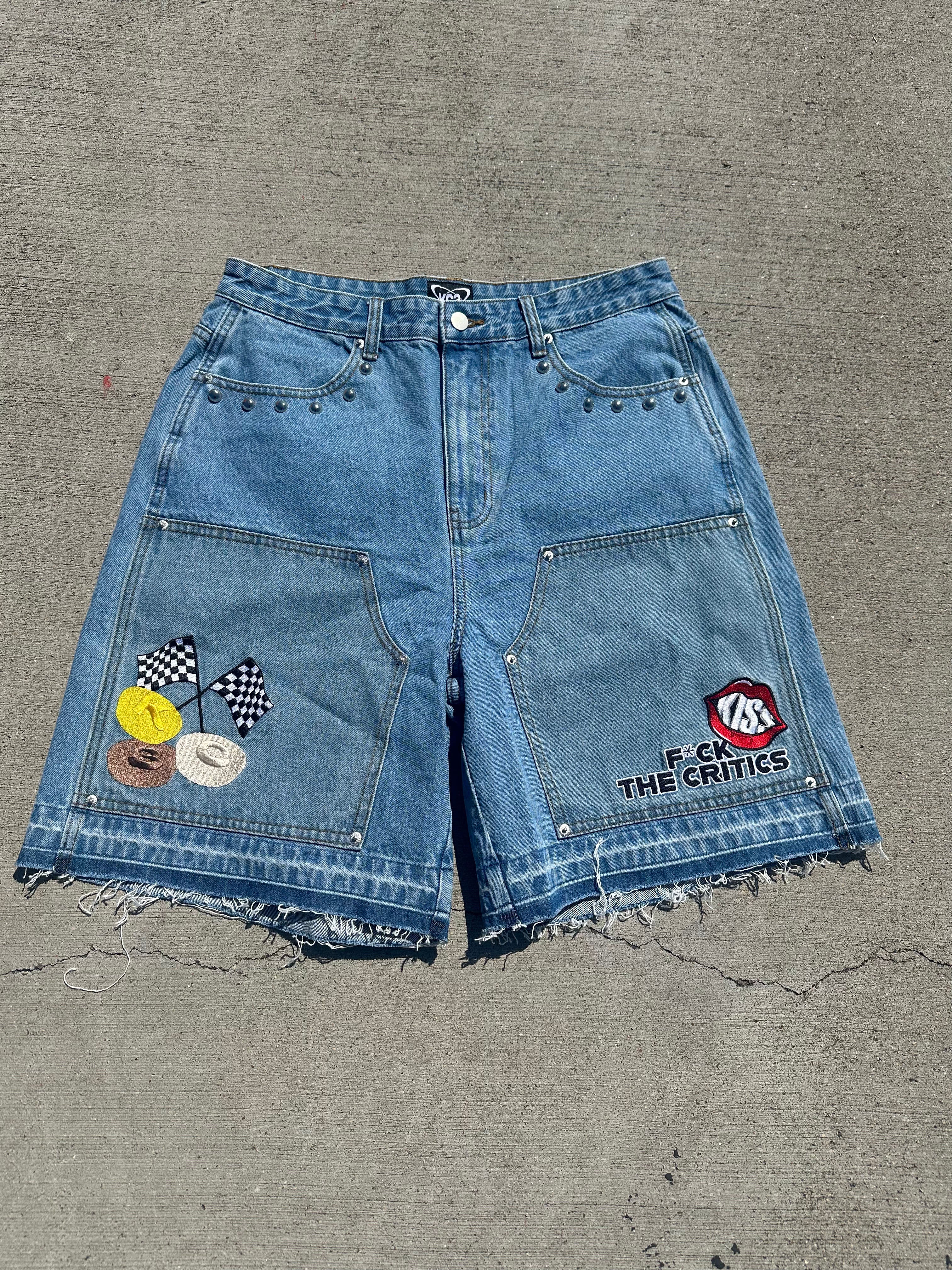 "Kc3 Patchwork" Jean shorts