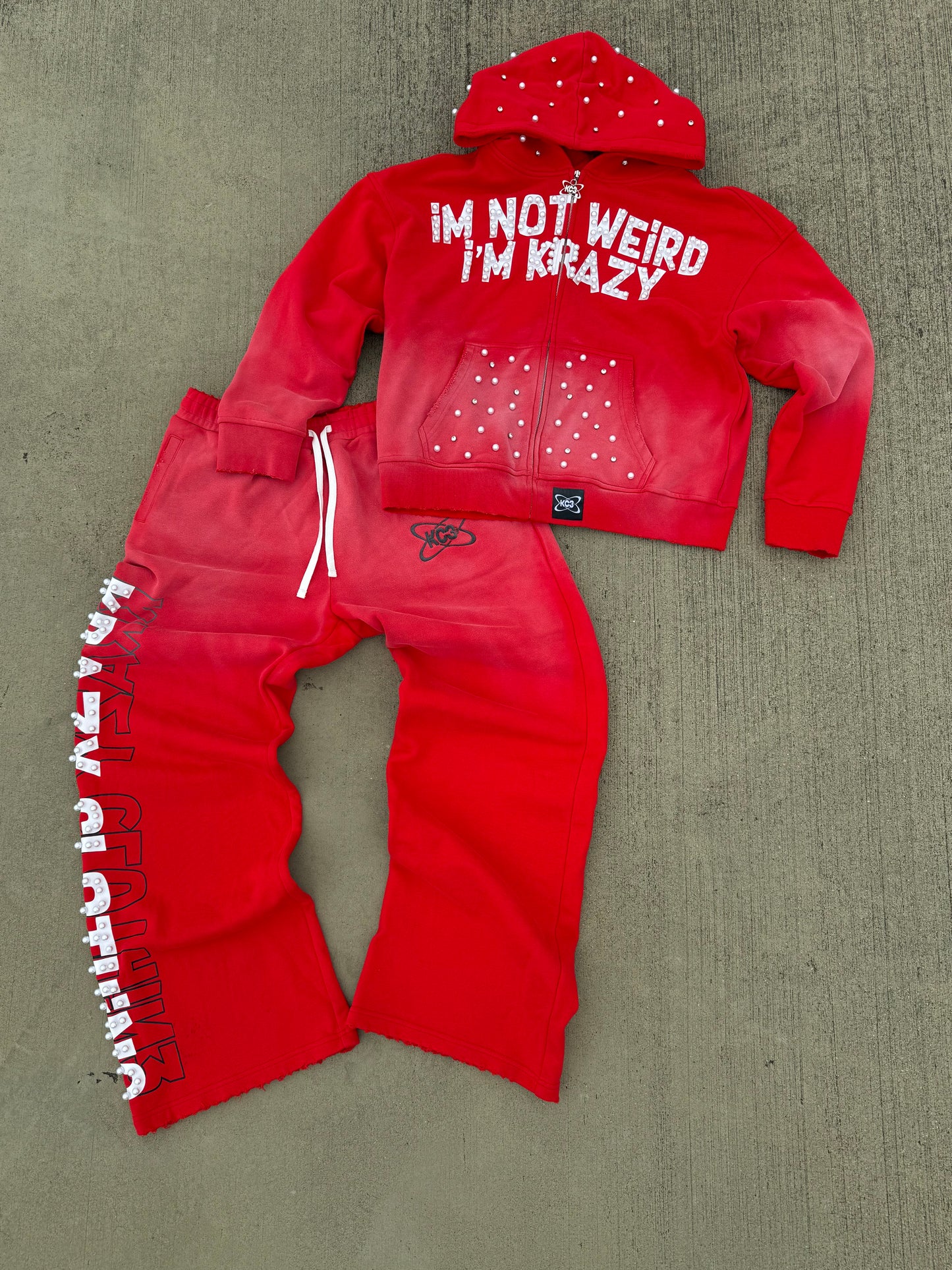 "I'M NOT WEIRD I'M KRAZY" Jumpsuit Red SET