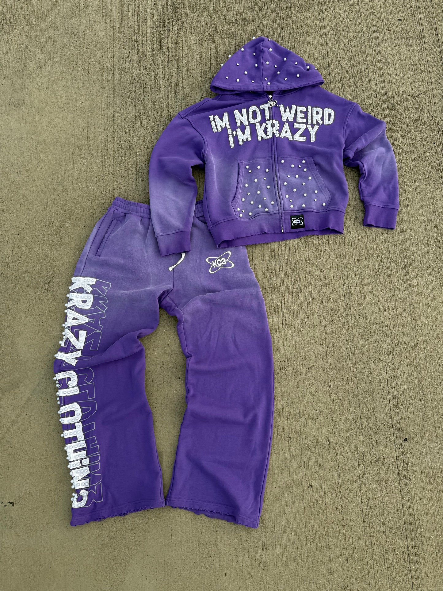 "I'M NOT WEIRD I'M KRAZY" Jumpsuit Purple SET
